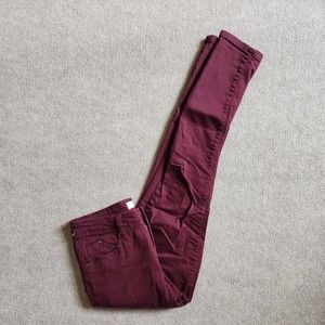 Wanna Betta Butt High Rise Pants Junior Size 7 28 Burgundy Red Skinny Leg Stretc